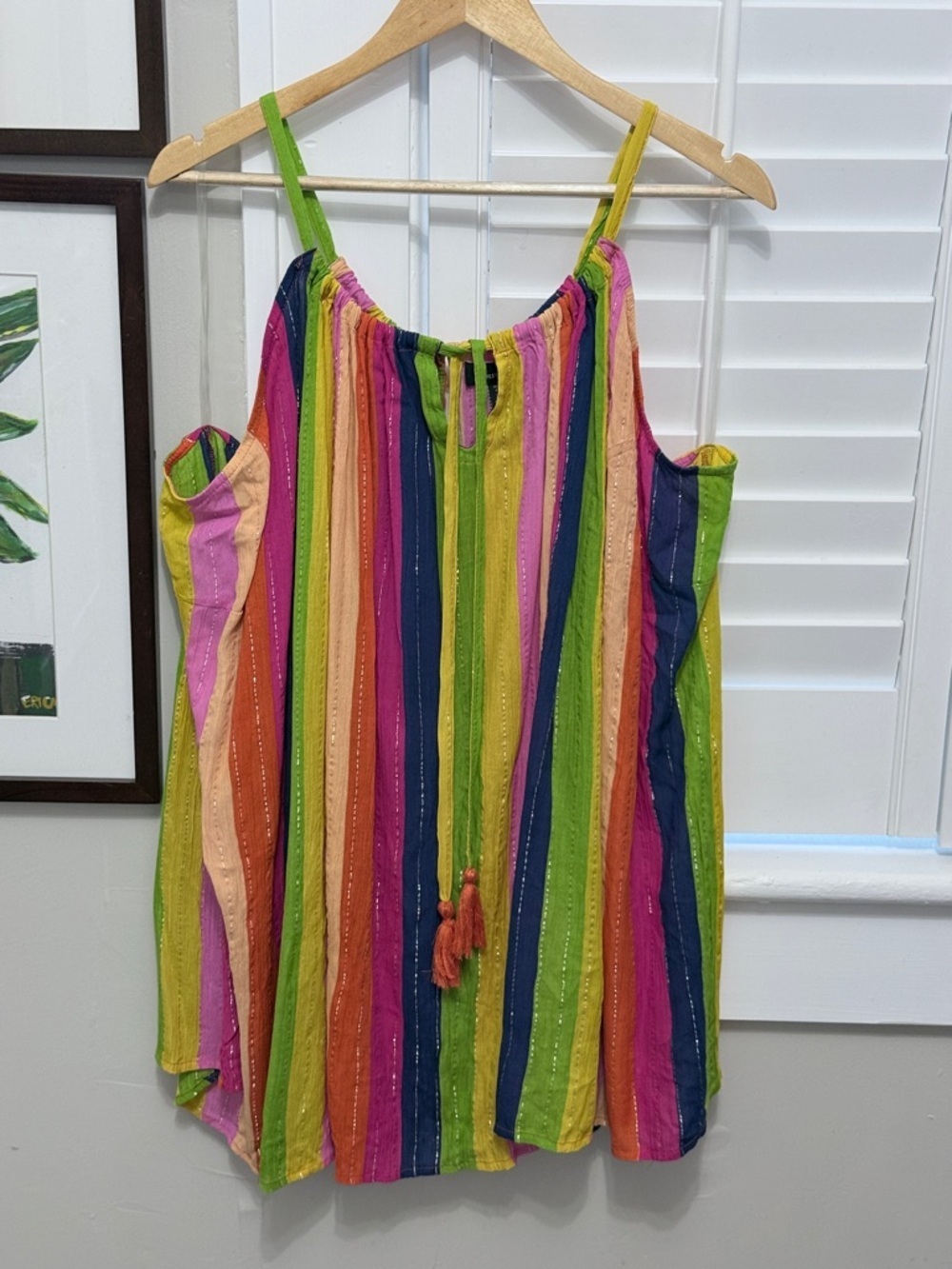 Ashley Stewart Rainbow Stripes Summer Blouse
